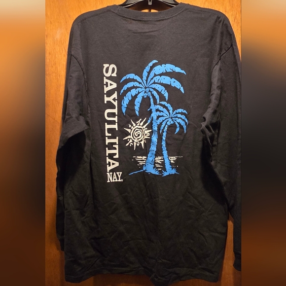 Yazbek Black Long Sleeve Tee with Blue Palm Sayulita Nay Design Collectible SzXL - Picture 7 of 7